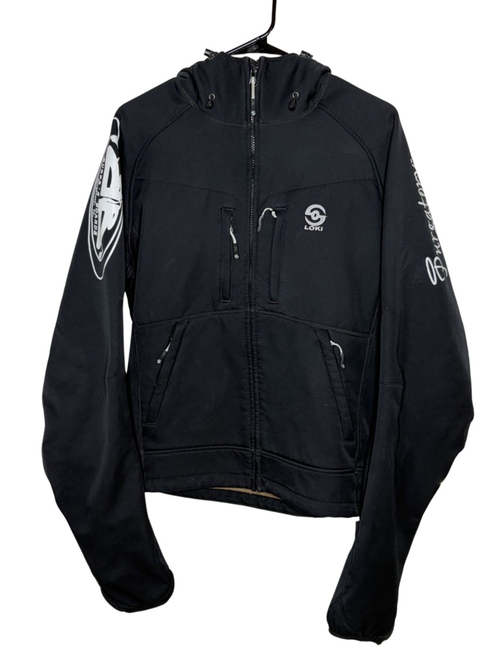 Loki Softshell Jacket Small‎ Black Built-In Mittens Face Mask Ski Snowboard